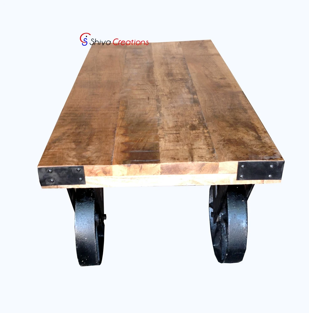 Industrial Vintage Coffee Table On Wheels