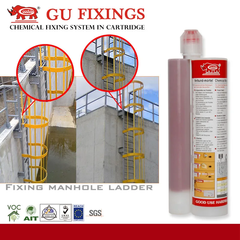 Two component epoxy resin for injection into dry concrete holes
