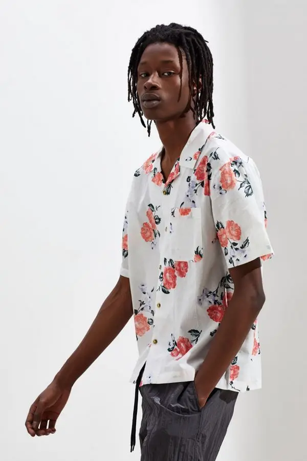 MGOO Floral coconut button up shirt Custom screen print rayon hawaiian shirt