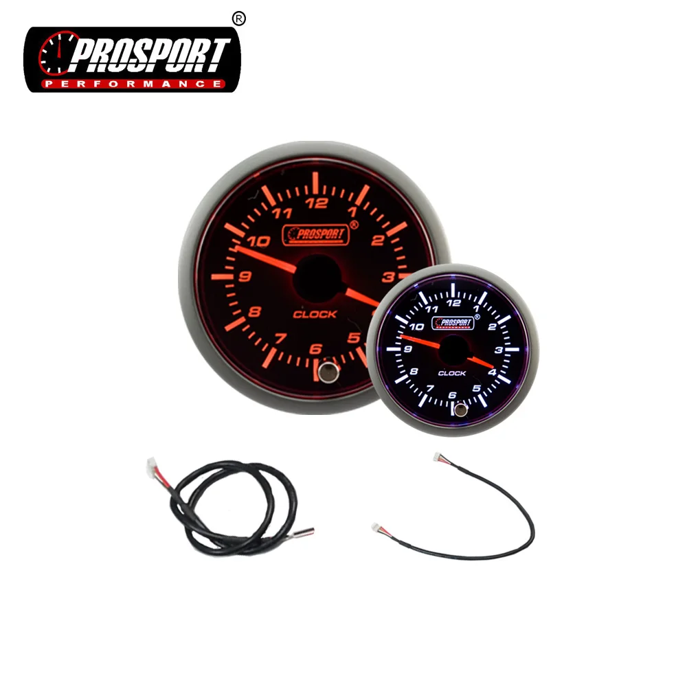 52mm smoked lens colorful led 12 hours display clock with time setting button and white and red dual colors for automobile car