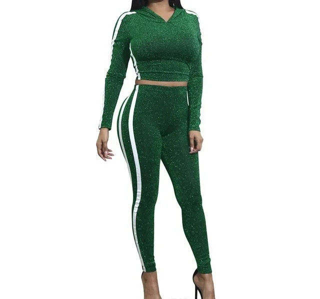Wholesale Latest Design Fashion Sports Ladies Tracksuits with Colored Striped on side Branding Tape