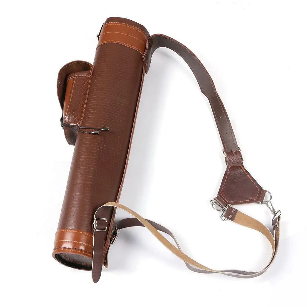 Traditional Cow Leather Archery Back Arrow Quiver Holder Bag Adjustable Straps