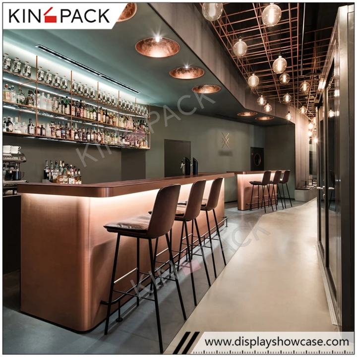 High-end boutique bar design,led light tall commercial restaurant bar counter design for sale