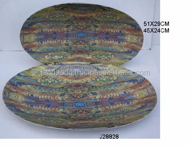 
Oval Aluminium Bowl with enamel and floral patterns also available in food safe enamel and metal 
