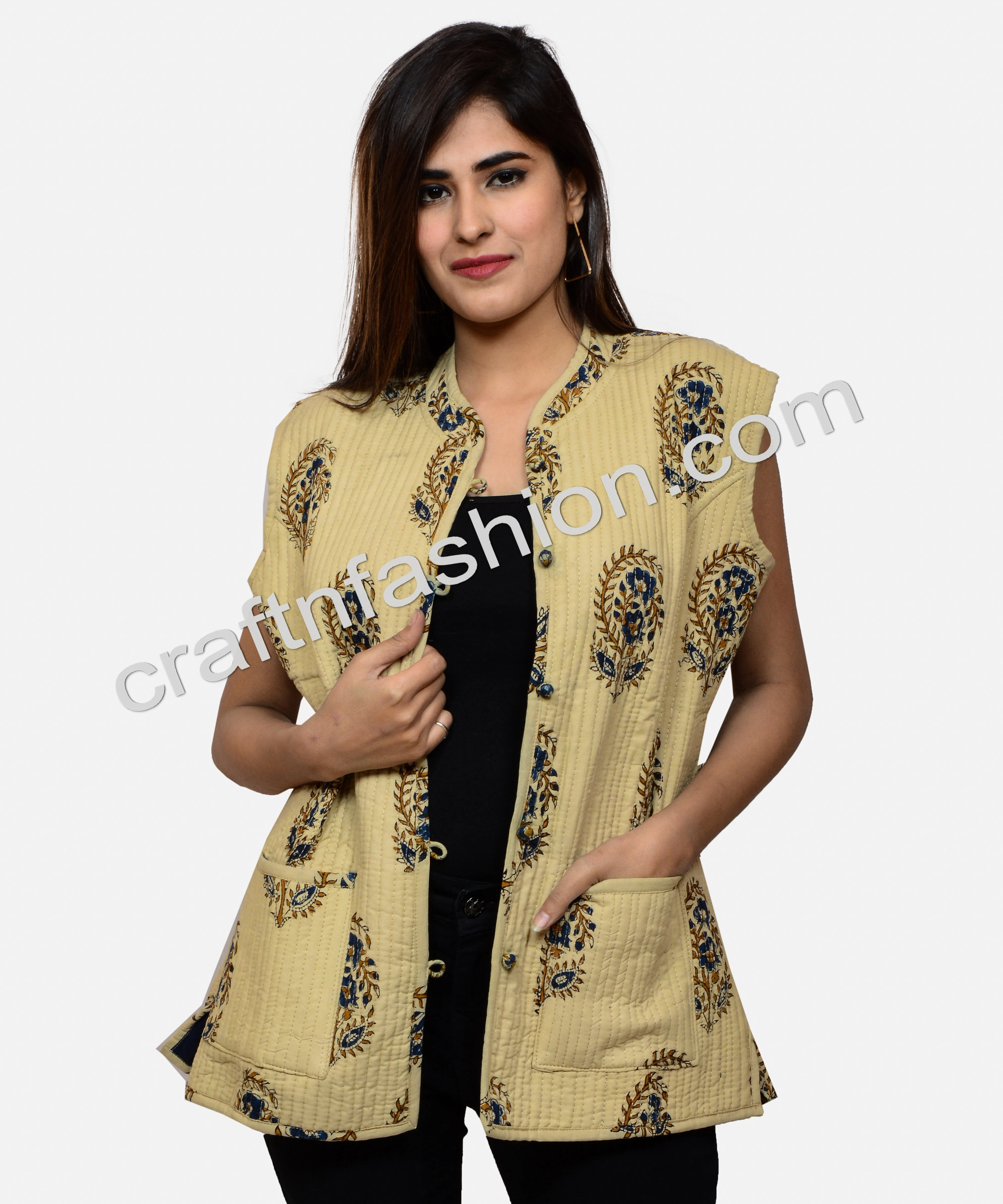 Winter Special Reversible Quilted Coat - Indigo Paisley Print Quilted Jacket-Boho Gypsy Winter Fashion Jacket-Bohemian Jackets