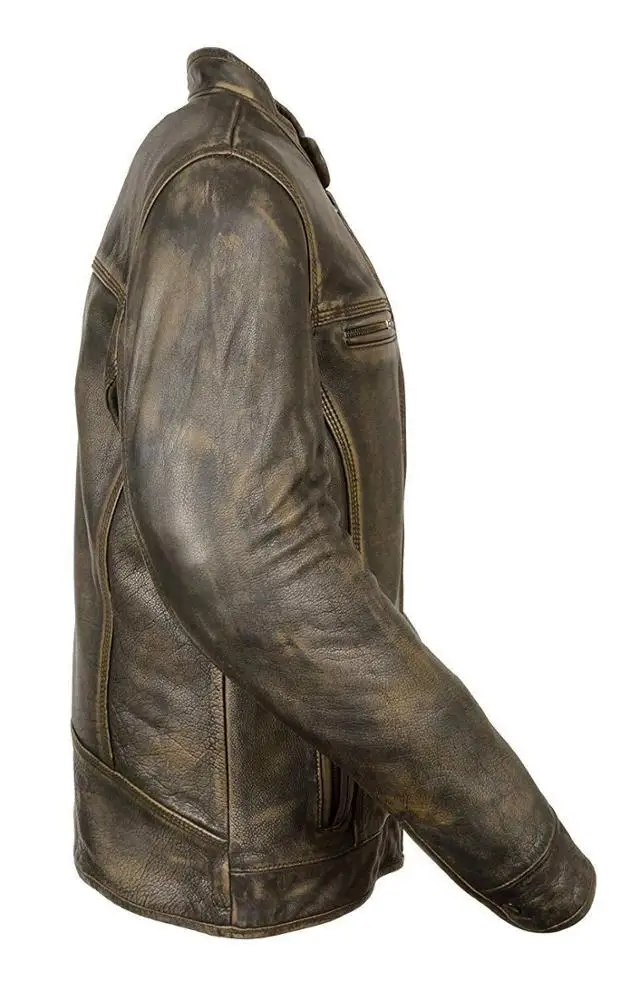 Мужская черная, бежевая потертая кожаная куртка для скутера с вентиляционными отверстиями и карманами для пистолета