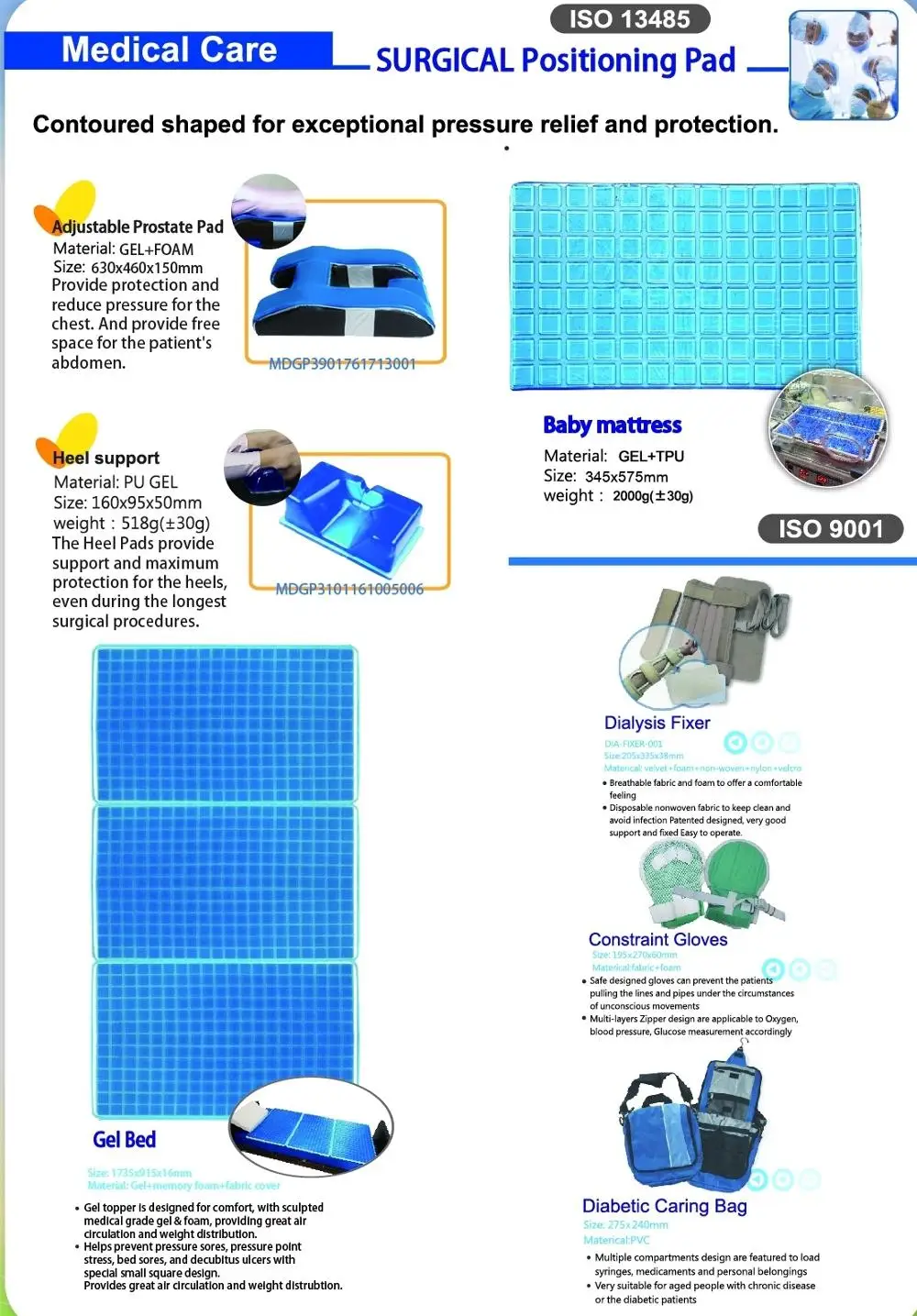 Taiwan high quality head pressure soothing gel positioning pads for supine or lateral surgery used and medical used