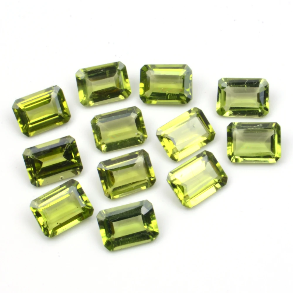 
8X6 mm octagon shape natural top quality peridot cut stone loose gemstone 