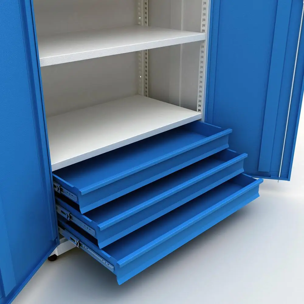 High Quality Steel Workshop Drawer Cabinet with Doors For Industrial Usage With Hinged Doors Heavy Duty