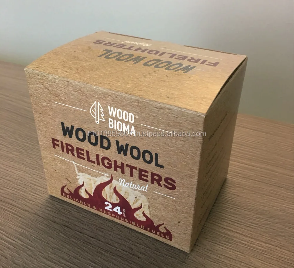 Natural Wood Wool Firelighter 25 pcs. box