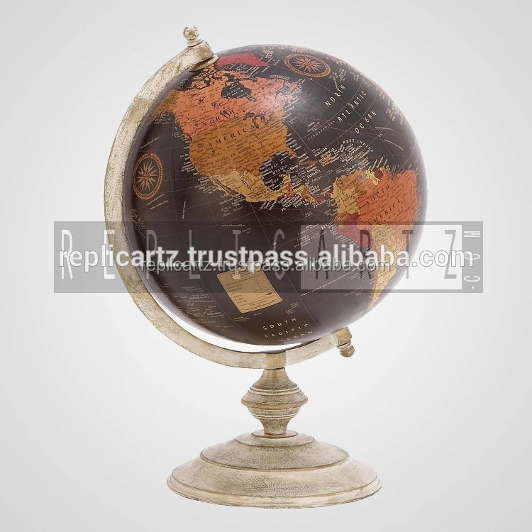 Rustic Metal Decorative Desktop World Globe World Globe Antique Decorative Desktop Globe Rotating Earth