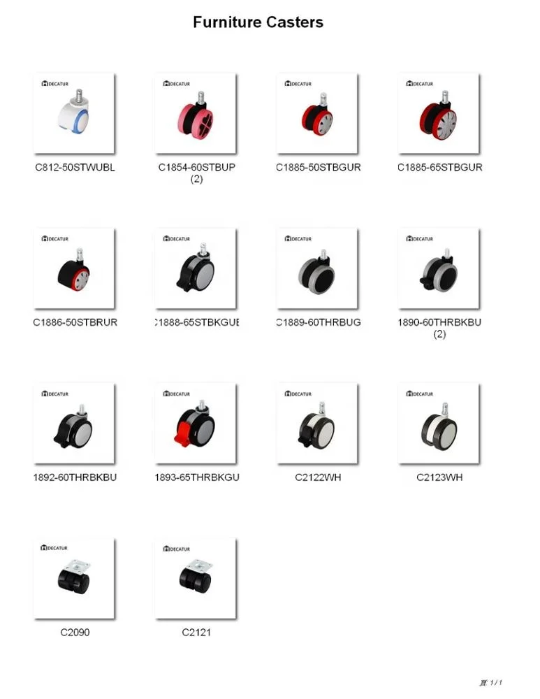 Mini Twin wheel caster with swivel plate Furniture