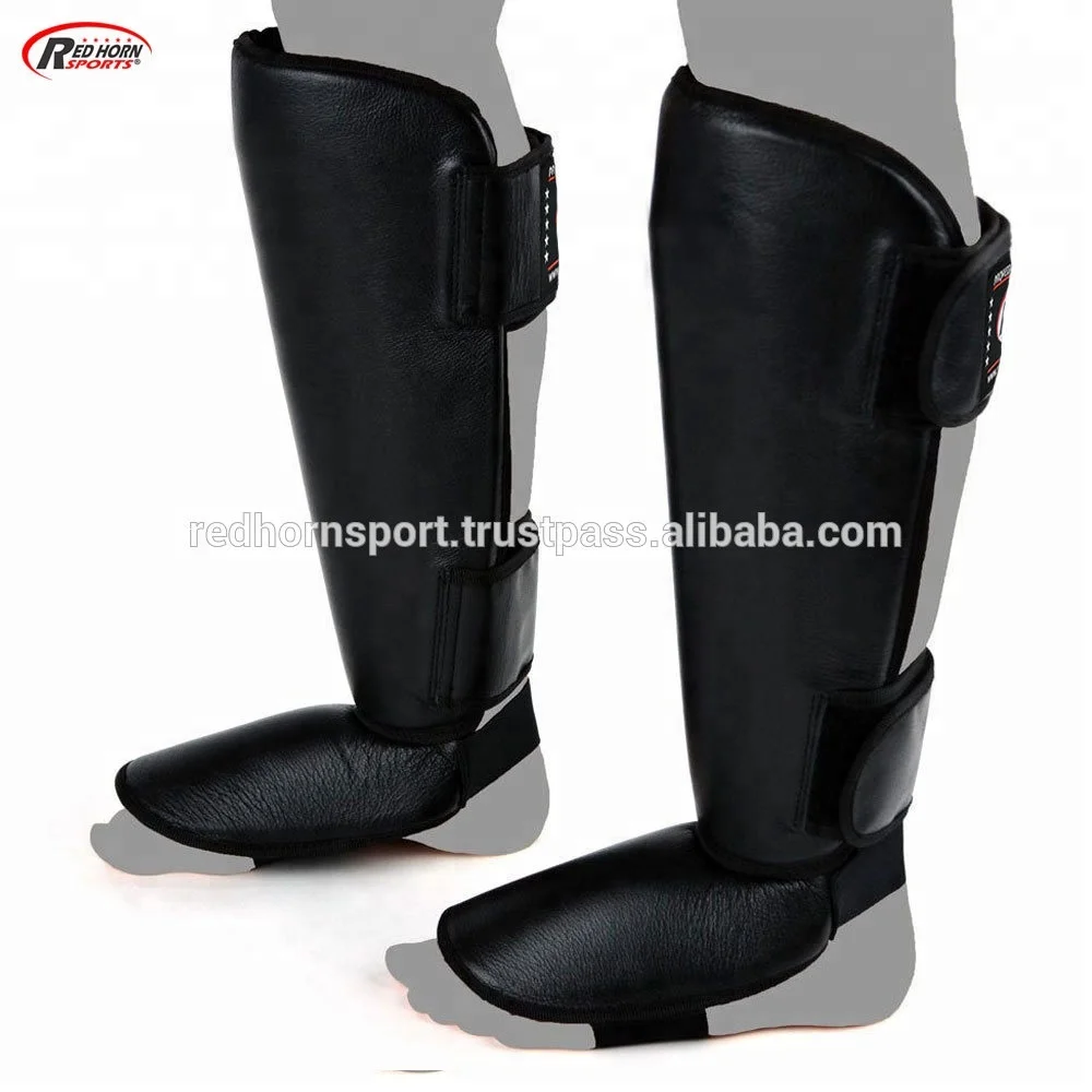 Muay Thai Shin Pads Shin Guards Pro Genuine Leather/Artificial Leather, Leg protectors for martial arts and boxing
