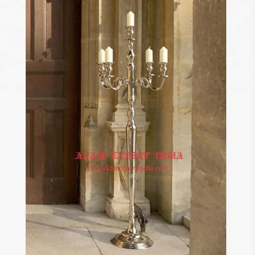 gold plated tall centerpiece wedding handmade flower bowl candelabra