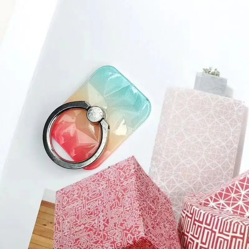 mobile phone accessories 2019 funny acrylic marble design colored cell phone finger ring phone holder