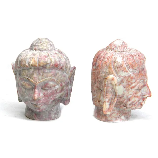 Natural Stone Soapstone Hand Made Artisan Carved Buddha Head For Decoration Buddha Statue Face Carving Carved  Small Size