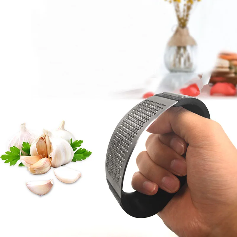 Wholesale Garlic Crusher Mill With Cleaning Brush Silicone Tube Peeler 18/8 Stainless Steel Garlic Press