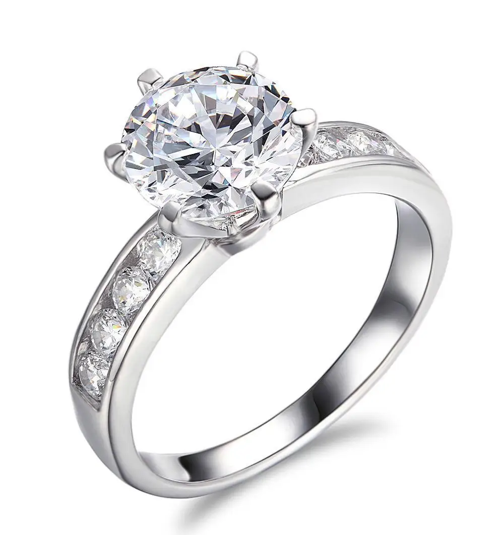 1.30 Carats Genuine White Round Moissanite Ring in 14k White Gold ,14k Gold Engagement Ring