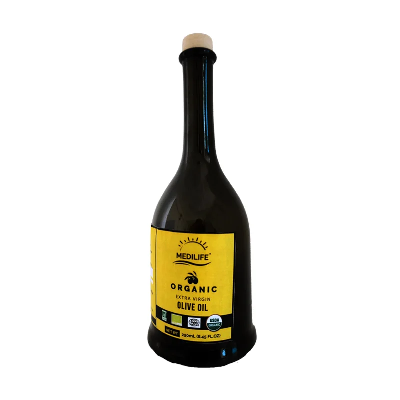 100% Organic Extra Virgin Olive Oil 250mL, Natural Olive Oil Glass Bottle Tin.