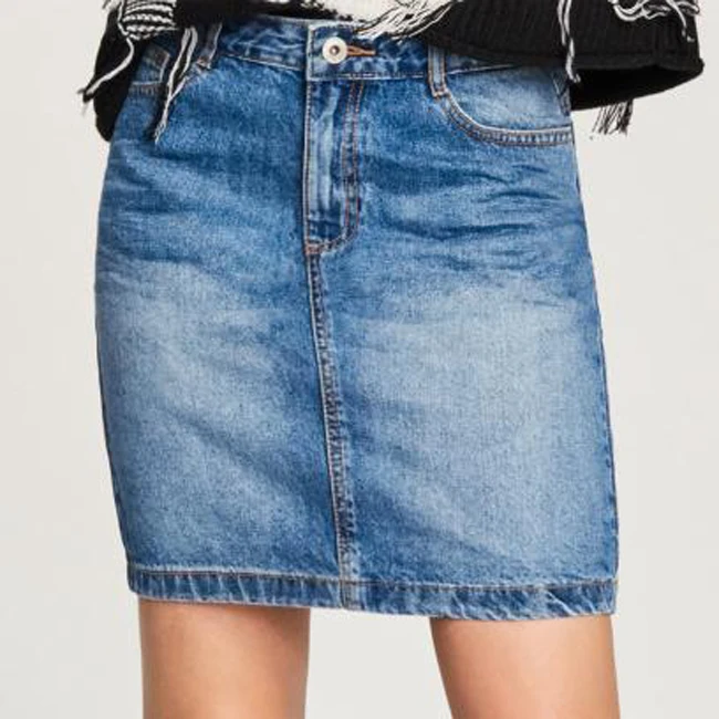 Factory Price Hot Selling Ladies High Waist Mini Skirt Cotton Spandex Short Denim Skirt Button Decoration Streetwear XL Women