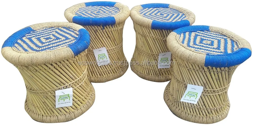 Бамбуковый табурет с оттоманкой для гостиной