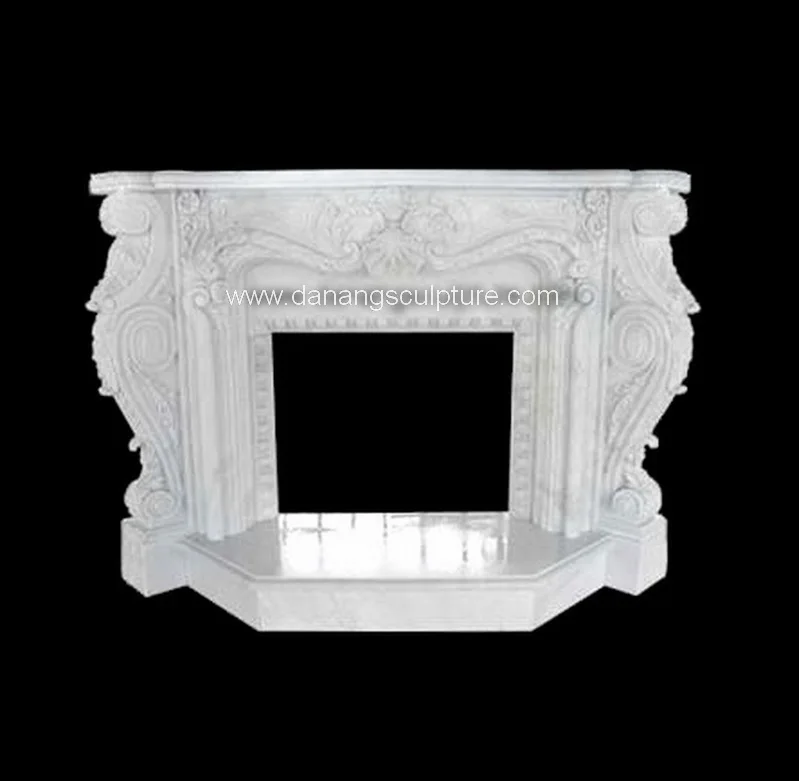 Камин ручной работы из натурального мрамора двухуровневый большой декоративный каменный каминный камин на заказ