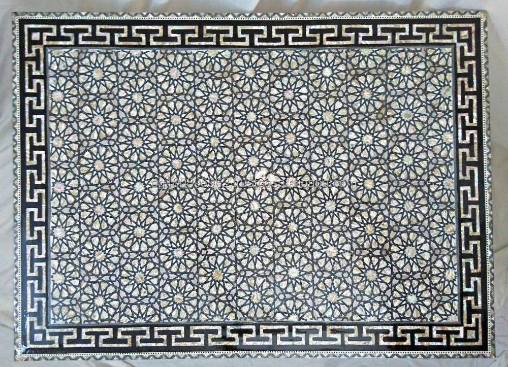 W116 большой жемчужный Египетский деревянный прямоугольный столик коричневый кофейный конец