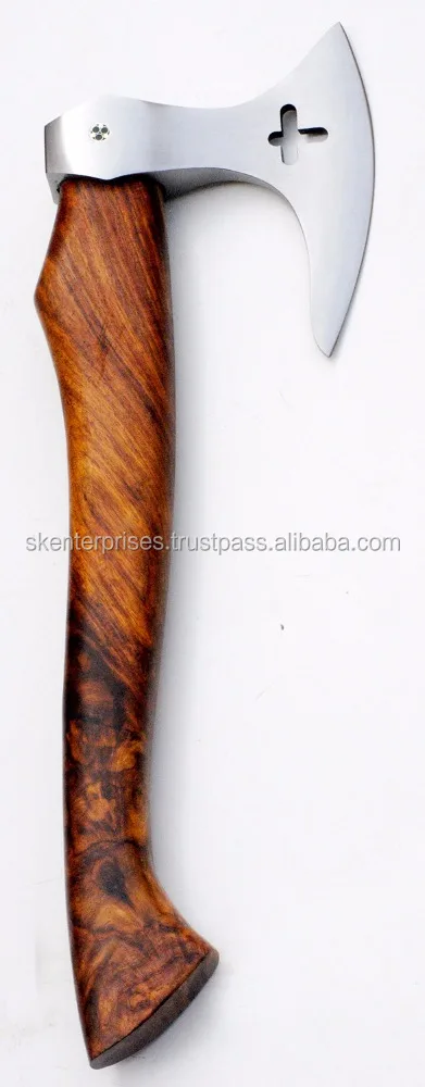 High carbon steel viking style Polish Rose Wood Axe SK-137