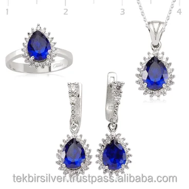 Wholesale Silver 925 Zircon Set ring Earring and Pendant