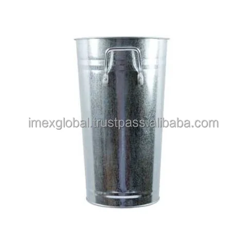 GALVANIZED TALL PLANTER POT WITH SIDE HANDLE FOR GARDENING USAGE AND RESTAURANT DECORATION IN WHOLESALE PRICE PLANTER POT
