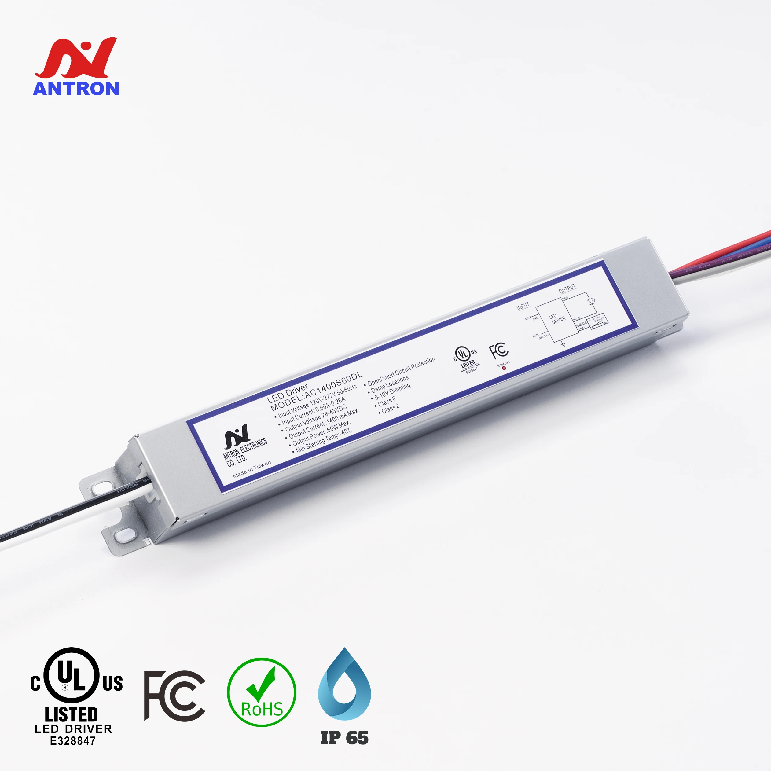 Antron Flicker Free LED Driver Dimmable 40W to 60W UL