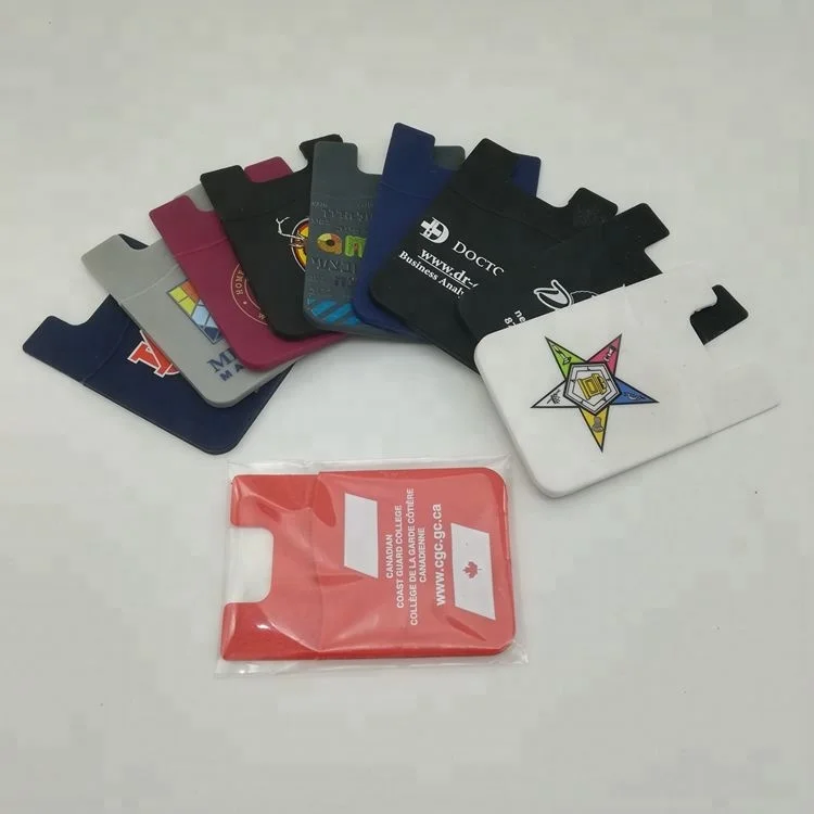 Fashion Customized Silicone Pocket Adhesive Phone Card Holder with 3M Sticker