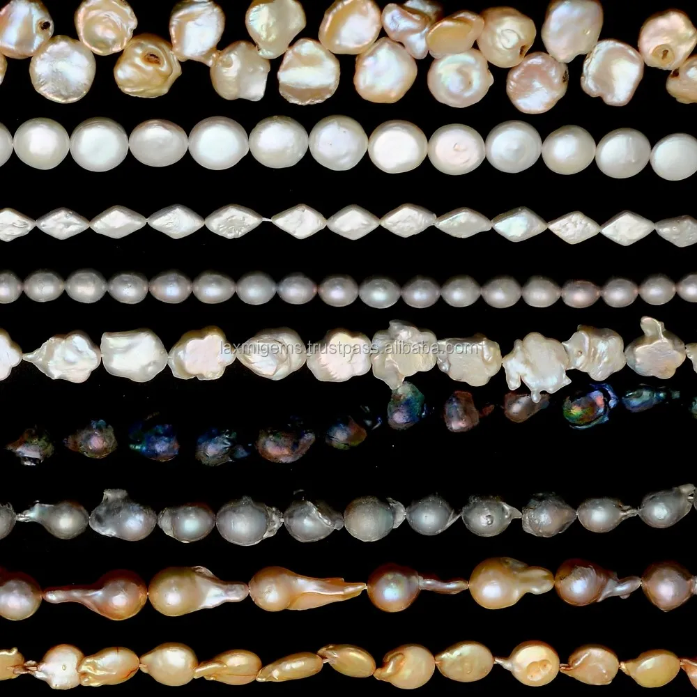 High quality gray baroque shape sweet fresh water genuine gray color pearl beads