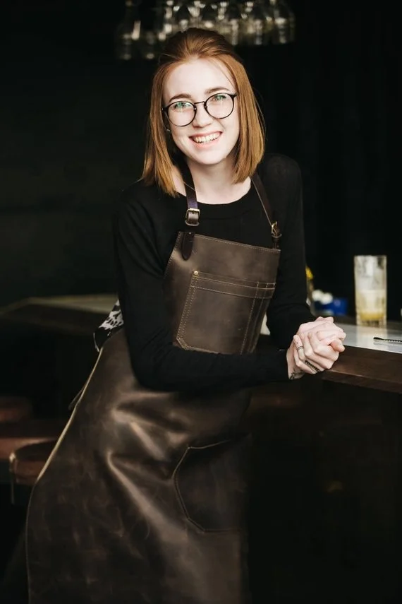 Brown/Black Leather Apron Bib For Chefs/Barbers/BBQ/Kitchen Apron