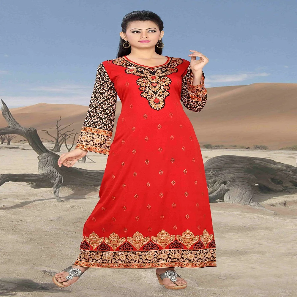 Indian Styles very fancy kaftans/ Beautiful long Ladies white color shining royal multi colour printed Dress