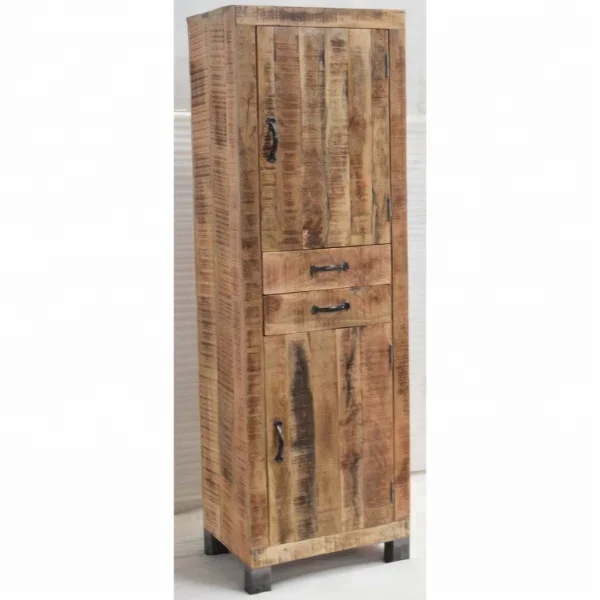 Industrial Vintage Rough Mango Wood  Bedroom Living Room Office Hotel Workshop Apartment Storage Wardrobe Cabinet