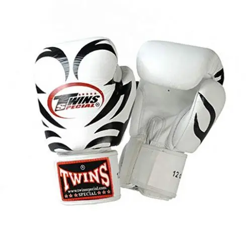 Twins Boxing Gloves black and white Boxing Glove genuine leather