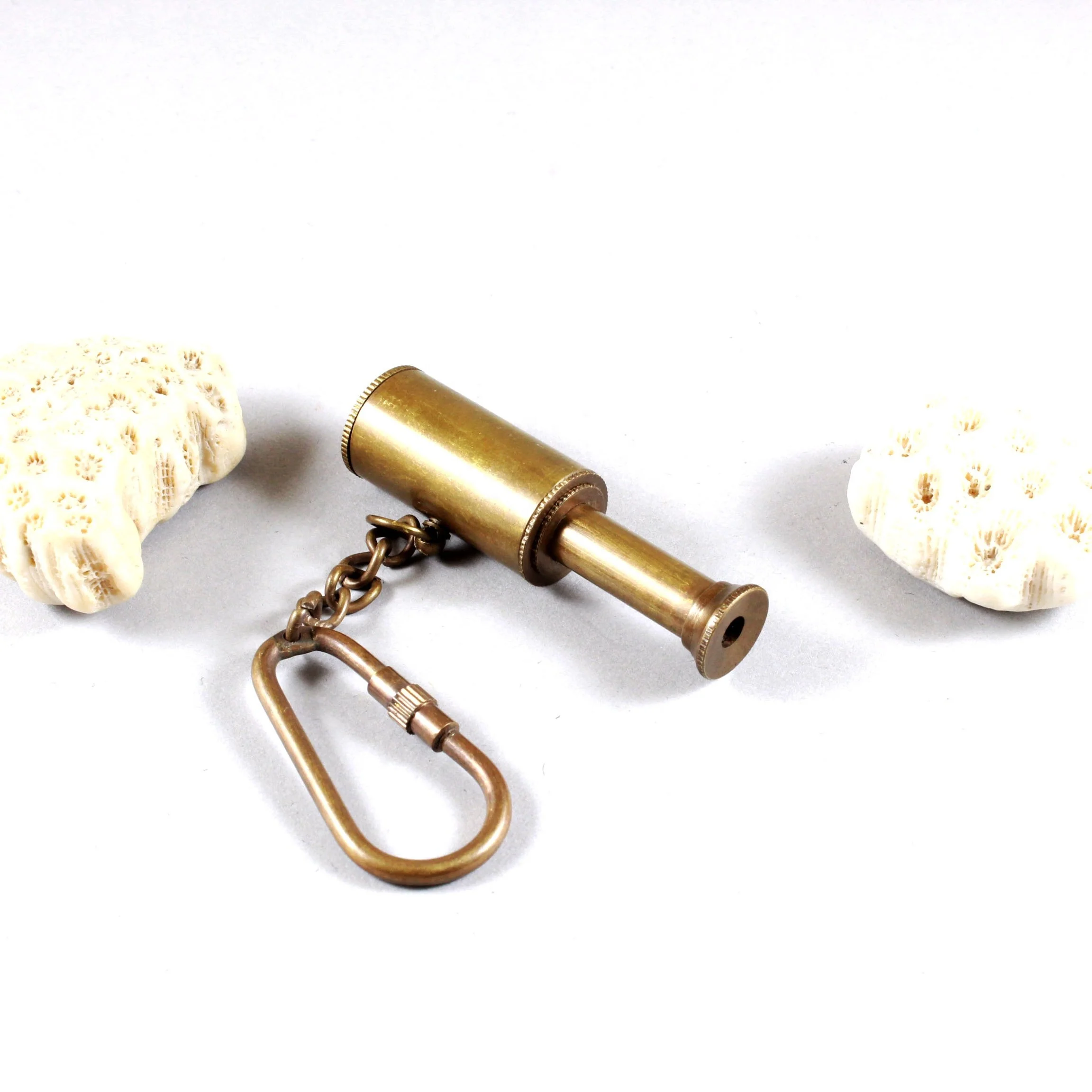 Brass Nautical Small Miniature Antique Marine Double Fold Telescope Spyglass Keychain Key ring holder Loop