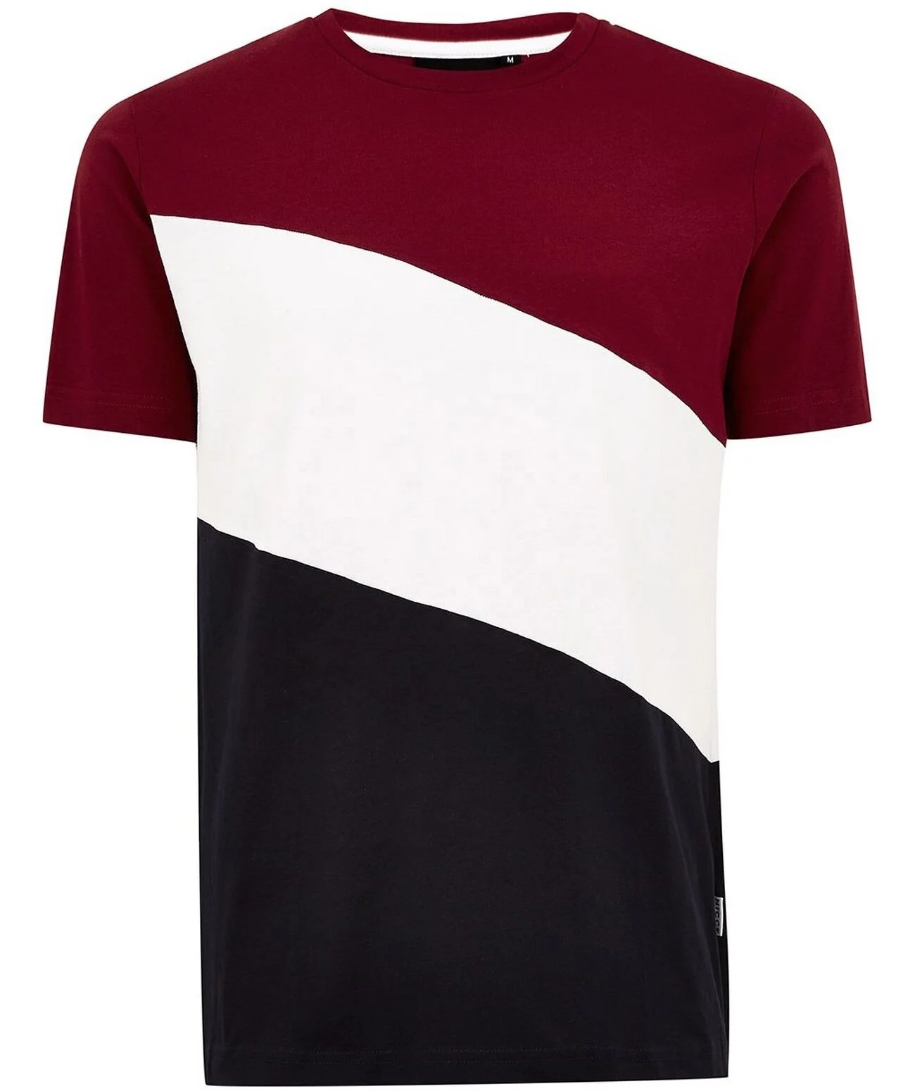 
T-Shirt Classic fit Crew neck Navy Burgundy and White Featuring a triple diagonal panel 