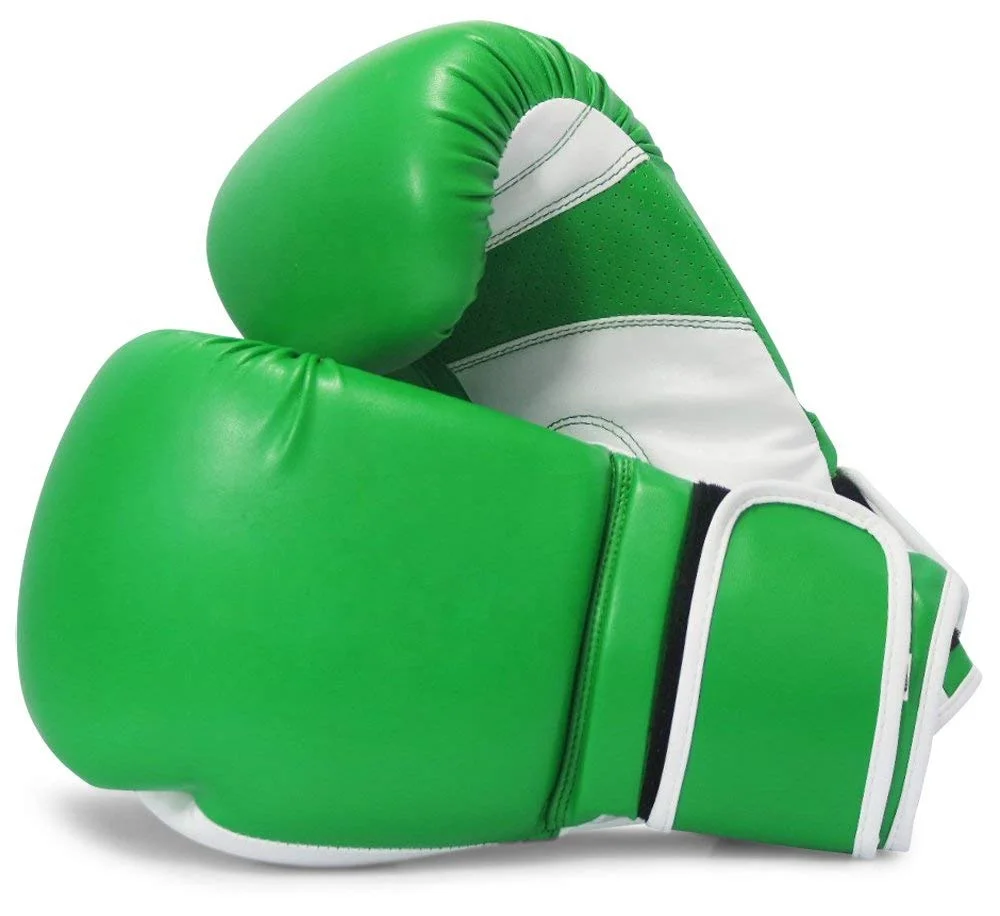 High Quality PU Boxing gloves, Green and White / Orignal Leather Boxing gloves / Custom Boxing Gloves