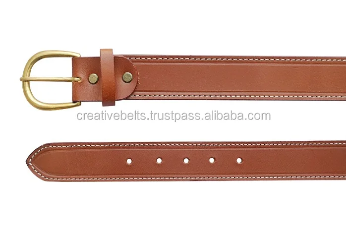FULL GRAIN COW LEATHER TAN HANDMADE BELT FOR MENS, SOLID BRASS BUCKLE