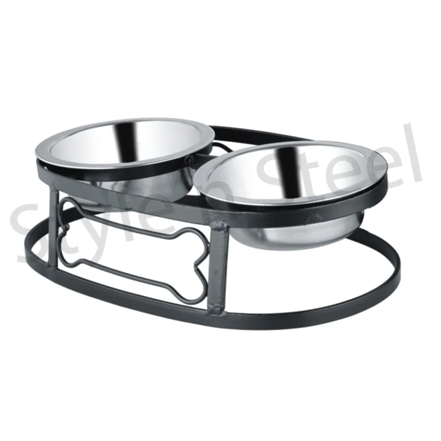 Stainless Steel Bone Design Stand Coated  Dog Bowls pet supplies cat product pet feeder At wholesale price