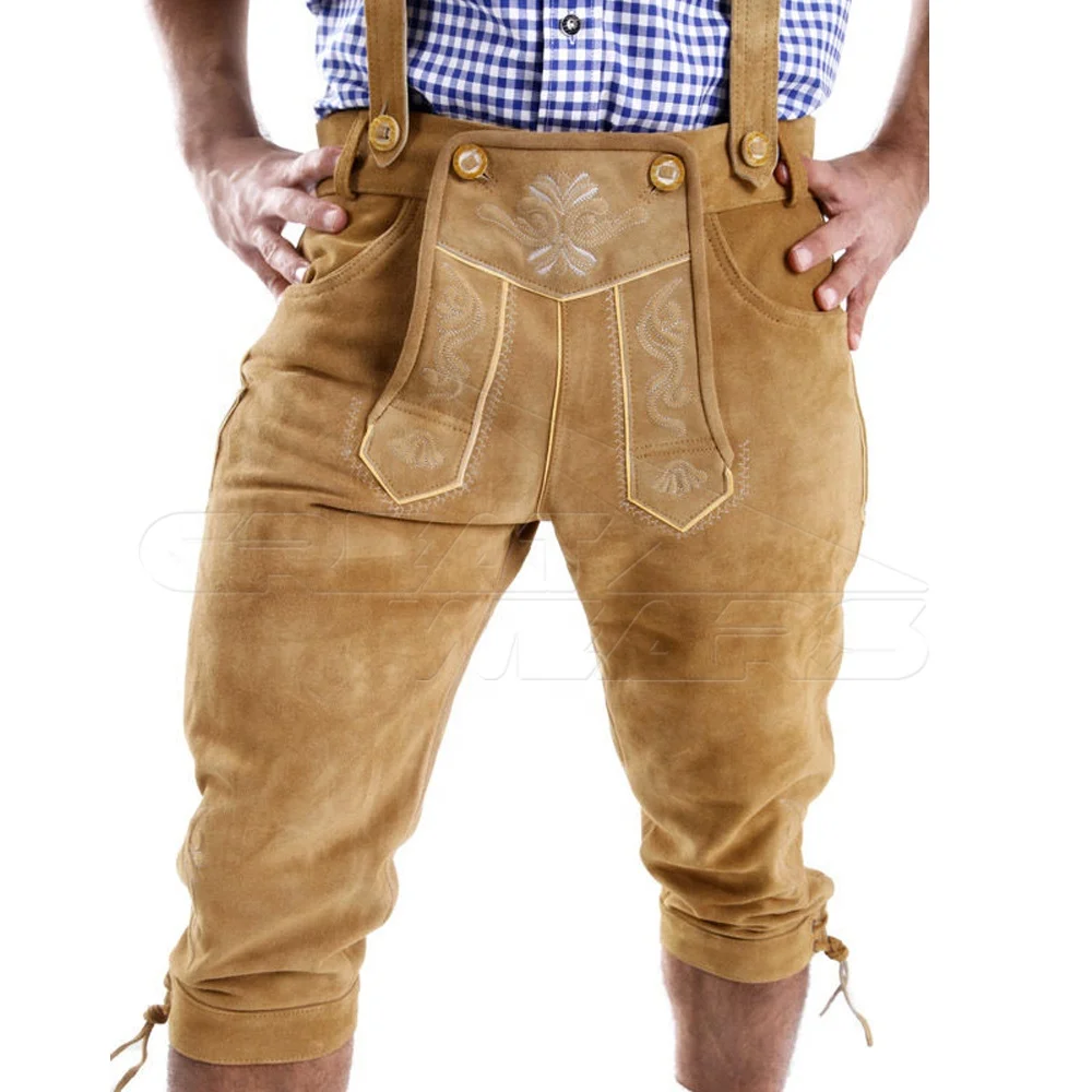 Adult Oktoberfest Costume Bavarian Men Uniform Lederhosen Shorts