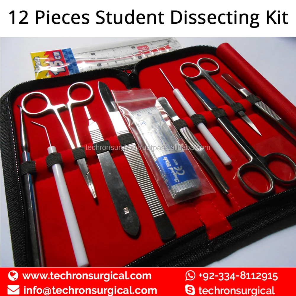 12 Pieces Doctor Student Advanced Surgery/Anatomy Dissecting Tools Kit Makers In Pakistan Surgical Instruments Factory
