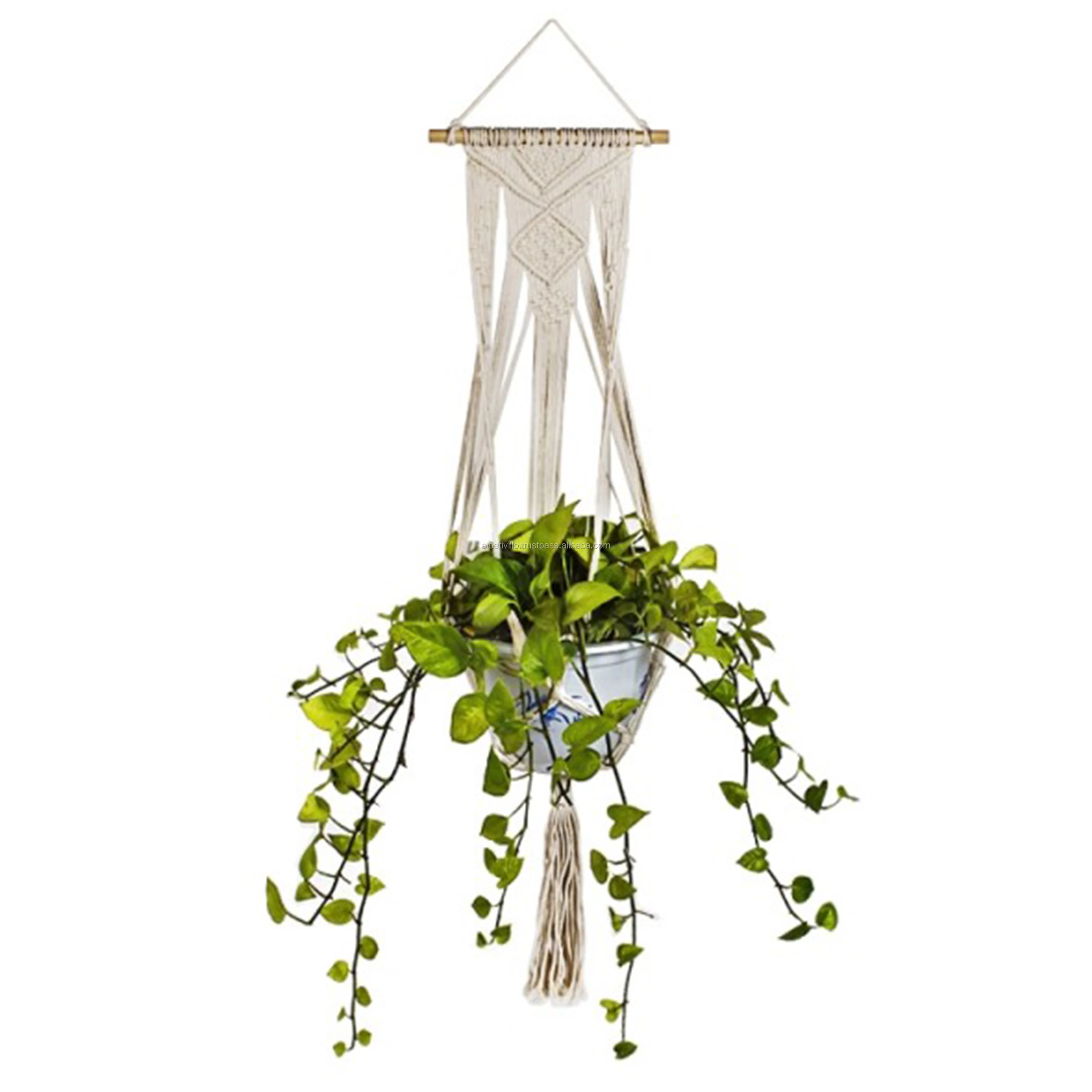 Decorative Design Crochet Wall Hanging Decorative Macrame Plant Hanger DIY Cotton Rope Macrame Plant Pot Holder