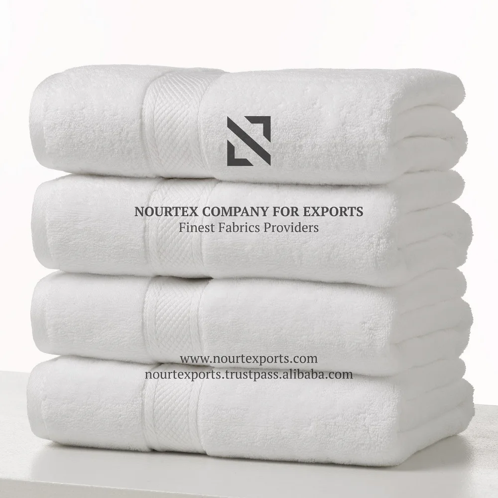 
Plain White Terry Bath Towel with Dobby Border 
