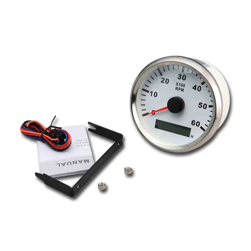 85mm 100% waterproof  White and Amber LED engine rpm tachometer