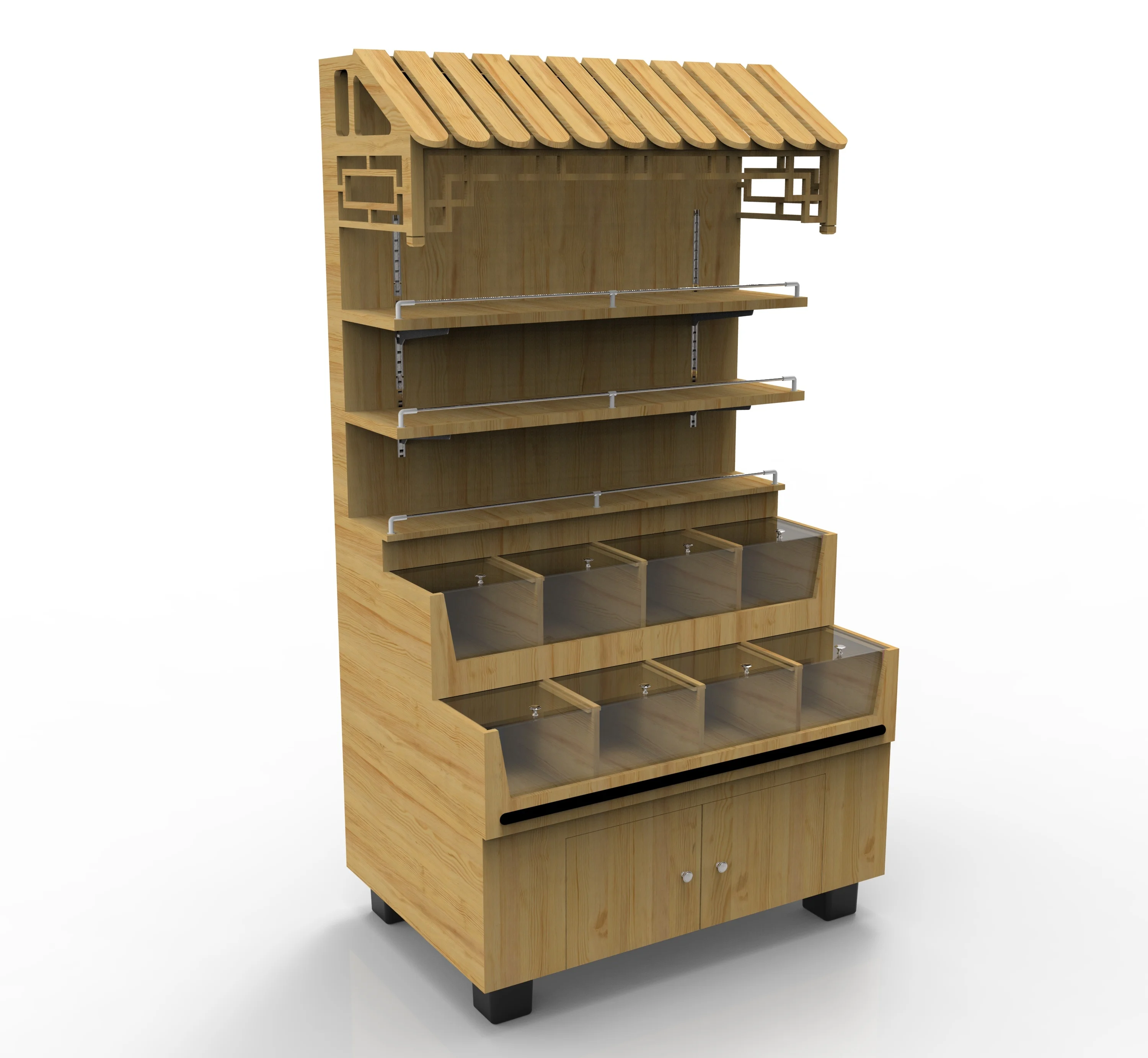 Bulk multi-function various styles snack wooden display shelves