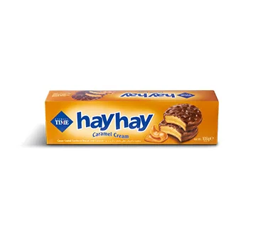 For HAY HAY SANDWICH BISCUITS COVERED WITH CHOCOLATE
