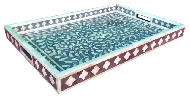 Beautiful Handmade Bone Inlay Modern Handmade Serving Tray | Best Price Indian Handmade Art Inlay Trays Manufacturer